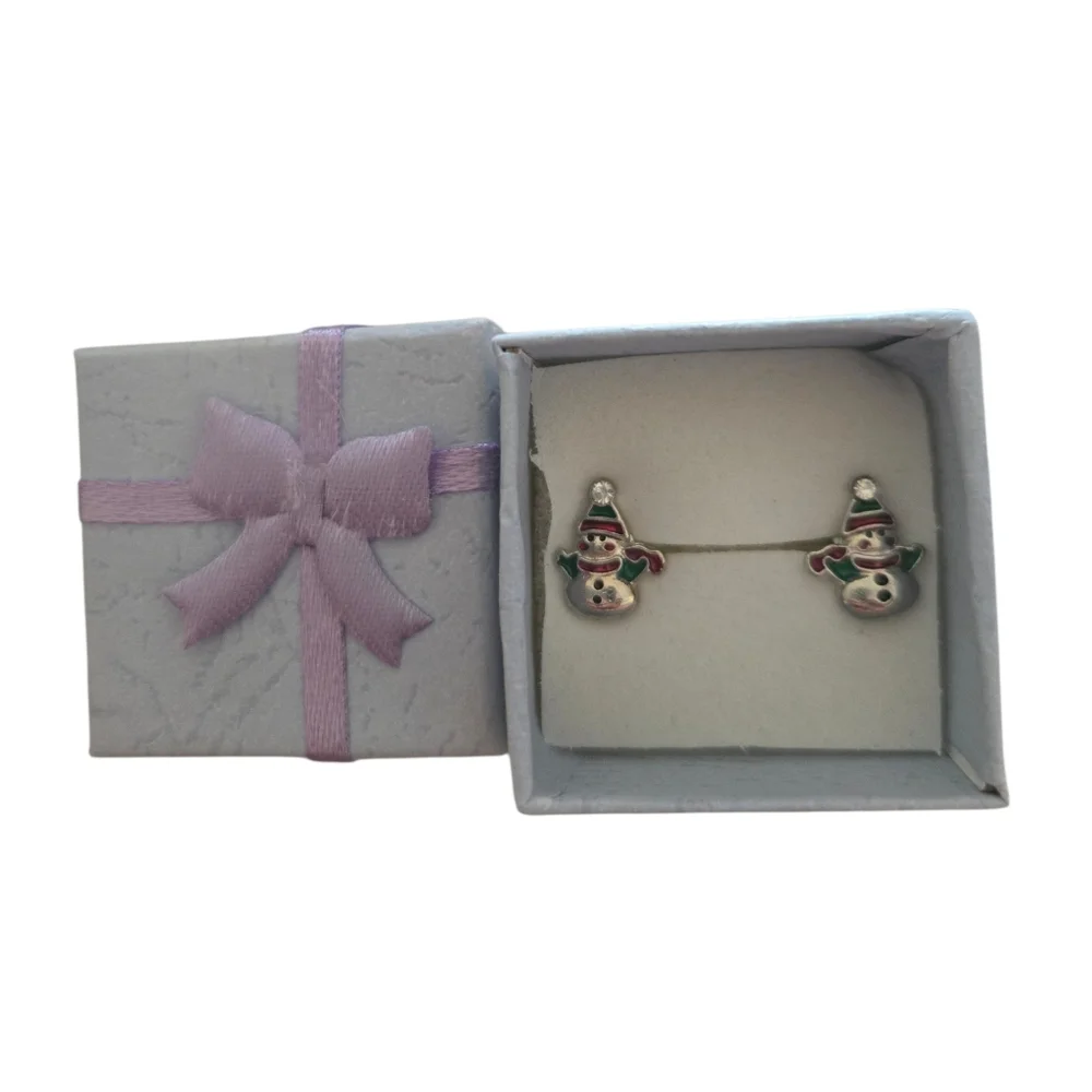 Silver Snowman Earrings‎